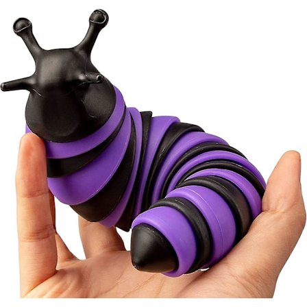 Fidget Slug Leke Artikulert Stim Leke Hvit/Svart, Pop It Slug 3D-Printet Artikulert Slug Fidget Leker