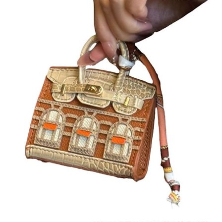 Mikrofiber Vedhæng Nøglering Kvinder Lille Håndtaske Charm Nøglering med Hus Vindue Taske Nøgleholder Ornament til Daglig Brug Mørkebrun