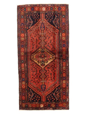 112X227 Alfombra Hamadan Oriental Rojo Oscuro/Negro (Lana, Persia) Carpetvista