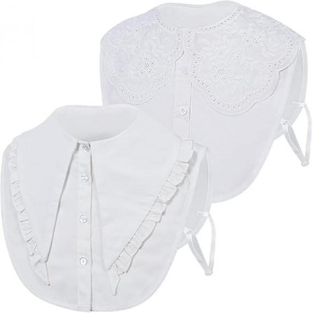 2 kpl naisten irrotettava valekaulus, puoliksi Chemists kaulus Chemister paitakaulus Irrotettava väärennös Peter Pan -kaulus irrotettava kaulus 