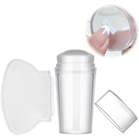 Kynsien leimasin, hyytelöleimasin ranskalaiseen manikyyriin kaapimilla, läpinäkyvä silikoni