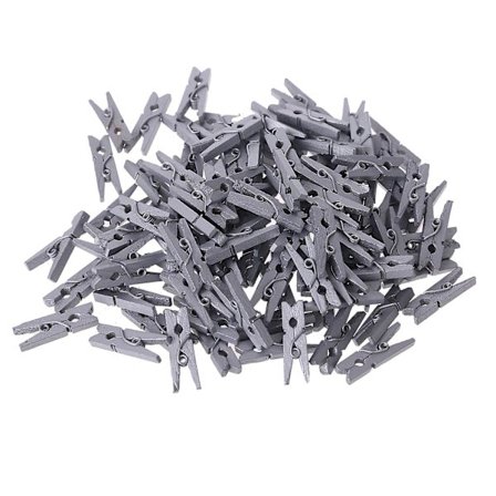 100 stk små 25mm mini naturlige tre klips for fotopapir klesklyper