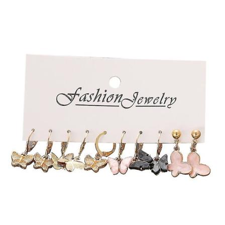 5 par kvinnor enkla fjärils droppörhängen djur söt färg akryl örhängen, barn, hona