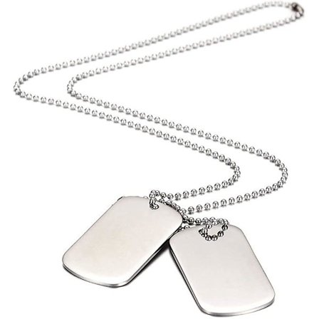 Army Double Dog Tag -riipus miesten kaulakorulle, Lmell Biker 70cm palloketju