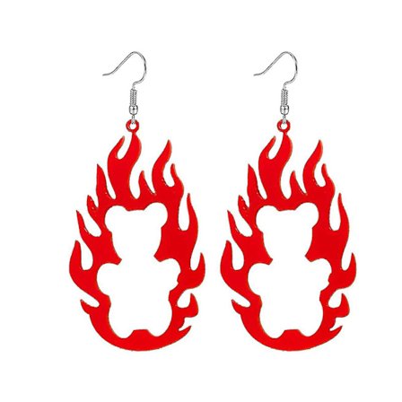 Akryl ihåliga örhängen Flame Dangle Örhängen Lovely Bear Örhängen för tjejer