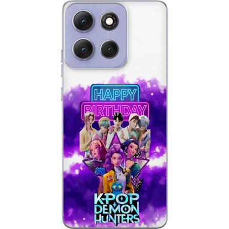 Kompatibel Mobilcover til Motorola Motorola Moto G86 HuntrX Neon Beats motiv med KPop Demon Hunters i en futuristisk bymiljø, neonlys, musik og stær