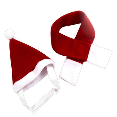 Hunde Julekostume Hue og Halstørklæde Sæt til at Holde Varmen Rødt Vintertøj