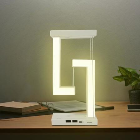 Bordlampe Nattbordslamper med USB-port Trådløs lader 3 lysmoduser Dimbar berøringslampe white