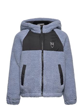Teddy Zip Jacket W. Hood - Grs/Vega Patterned Knowledge Cotton Apparel