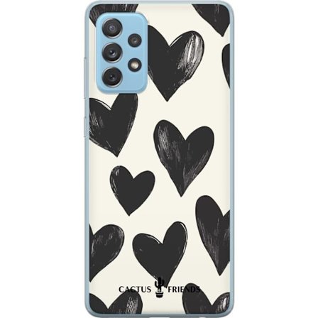 Yhteensopiva Puhelinkuori Samsung Samsung Galaxy A72 5G Cactus and Friends - Bold Black Love Pattern