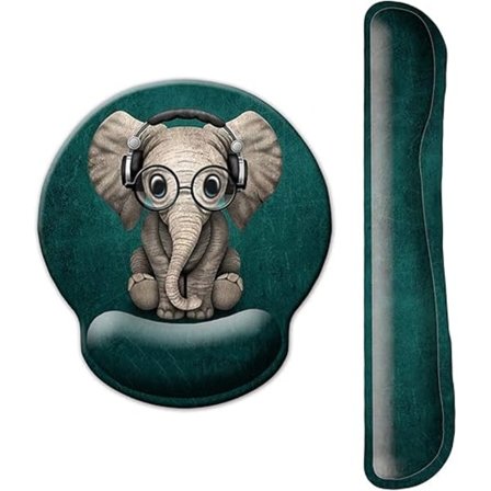 Pelihiirimatto rannetuella, näppäimistön rannetuki ja hiirimatto rannetuella, liukumaton PU-pohja, söpö norsu