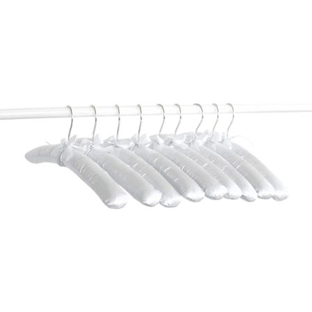 10 stk. satinpolstrede bøjler 38 cm hvide elfenbensfarvede polstrede tøjhængere skridsikre bluseophæng til beklædningsgenstande brudekjoler lingeri 