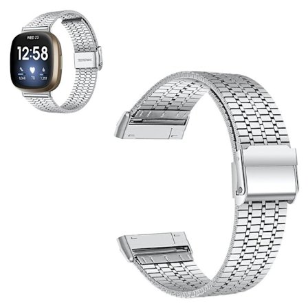 Fitbit Sense / Versa 3 klockarmband i rostfritt stål med sju pärlor - Silver