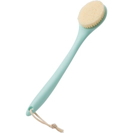 Kropsbørste Ekstra Blød Brusebørste Rygbørste med Skridsikkert Langt Håndtag og Ophængningsring til Eksfolierende Rengøring Hud Blå