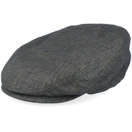 Stetson - Kent Linen Olive Herringbone Flat Cap Flatcap Green Cap - @ Hatstore