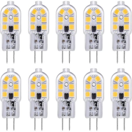 G4 LED Spiskåpslampa 12V 2W Kallvit 6000K, 200lm, Bi-pin G4 Halogen Ekvivalent, LED G4 Lampa 12V AC/DC För Husbil/Köksfläkt, Ej dimbar