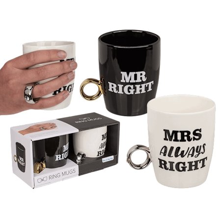 Out of the Blue Coffee Mugs Mr Right & Mrs Always Right Set