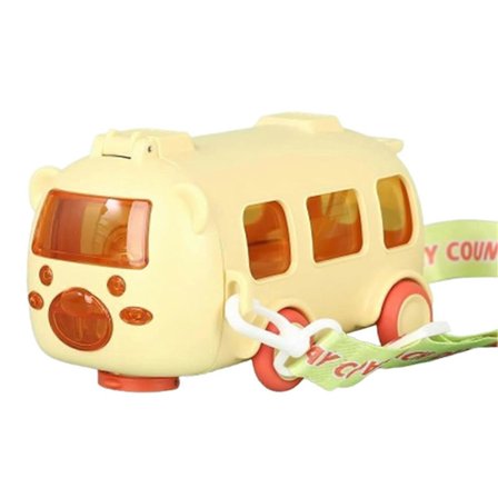 500 ml Barnebuss Vannflaske med Sugerør, Reisevannflaske for Småbarn med Skulderstropp for Skole og Reise