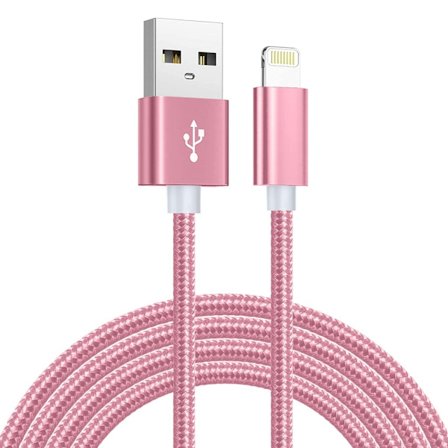 SiGN USB Kabel med Lightning Kontakt för iPhone & iPad, 2.1A, 2m - Rosa