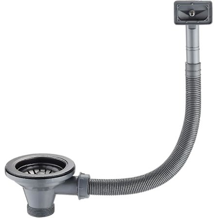 Ruostumattomasta teräksestä valmistettu keittiöallasvessa neliömäisellä ylivuotoaukiolla 114 mm