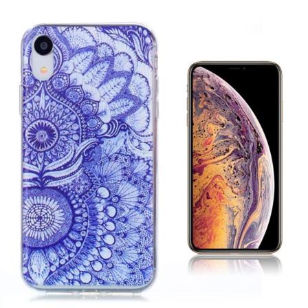 iPhone Xs Max beskyttelsescover af TPU med printet mønster - Blå Lotus Blue