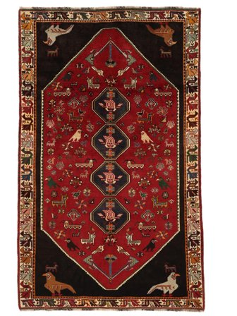 Noué À La Main Ghashghaï Fine Tapis 165X268 D'orient De Laine Noir/Rouge Foncé