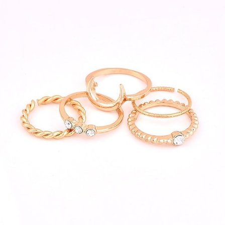 5-pack Vintage Måne Knuckle Finger Ring Set Bohemian Justerbar Led-Smycke
