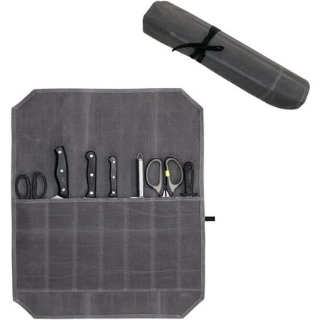 ING Vahattu kangas kokin veitsirullalaukku, ruokailuvälineiden ja keittiövälineiden säilytykseen, veitsen järjestäjä, taitettava matka-