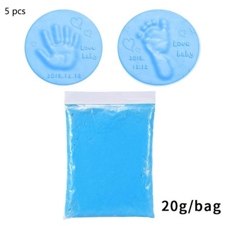 Mordely 5st Nyfödd baby Handavtryck Footprint Mud BLÅ