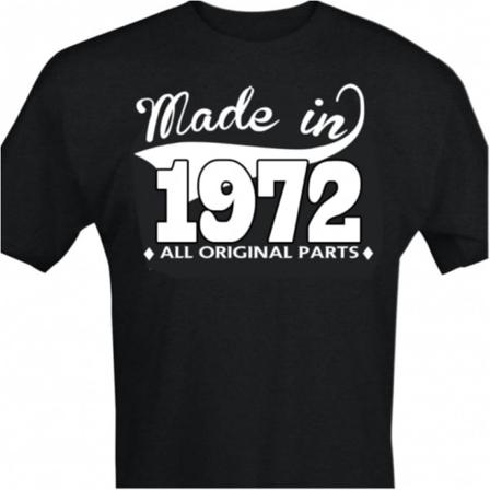 Svart T-shirt Med Design - Made In 1972 - All Original Parts M