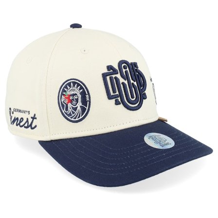 Djinns - Weiss adjustable Cap - 6 Panel Truefit Cap Anniversary Cream/Navy Adjustable @ Hatstore