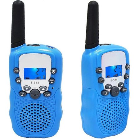 Walkie Talkie Barn Radio for Barn, Walki Talki Walkie Talkie med Lommelykt 3KM Rekkevidde Woki Toki Lekegave, 2 Stykker Blå