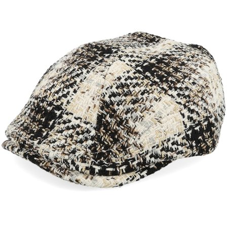 Upfront - Schwarz flatcap Cap - Axel Checked Sixpence Black Flat Cap @ Hatstore