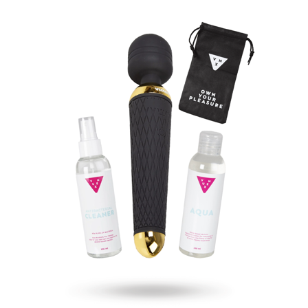 Vuxen: Black & Gold Massager Wand Kit