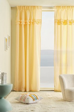 Jotex - Vorhang Mit Volant Im 2er-pack Gelb - BILLY - Kaufe Kindergardinen bei Jotex
