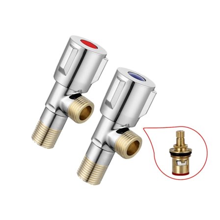 2 stk. sæt 1/2' vinkelventil, vask toilet lukkeventil 1/4 drejning vinkelstopventil vandlukkeventil til toilet haner/rør hane/vask