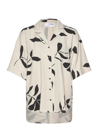 Slframi 2/4 Aop Long Resort Shirt B Kortärmad Skjorta Beige Selected Femme