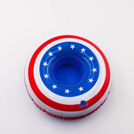 Flytande poolbar, uppblåsbar poolmadrass, 10 st uppblåsbara mugghållare amerikansk flagga flytande vattenmugghållare dryckeshållare