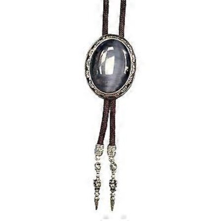 Western Bolo Tie til mænd med unik ovalformet stenvedhæng skjortekrave kæde justerbar snor slips smykke halskæde (sort 23)