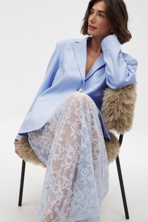 NA-KD Lace Maxi Skirt - A-linje Kjolar - Blå - XS (EU 32)