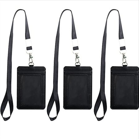 3 stk kortholder for ID-kort og navneskilt svart