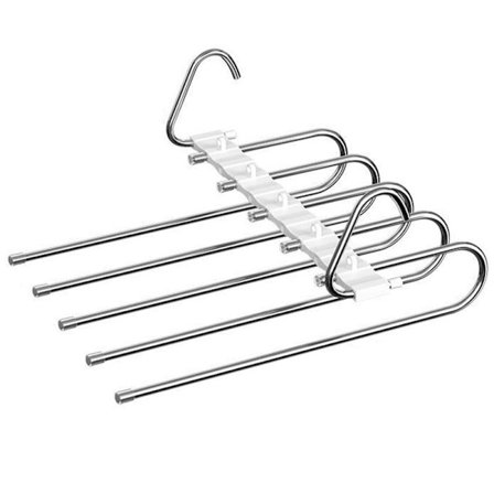 Hvit flerlags bukseoppheng, 2 stk bukseoppheng, plassbesparende oppheng