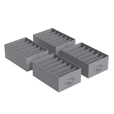 Sett med 4 sammenleggbare oppbevaringsbokser med 6 rom for klær