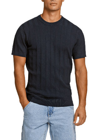 Lindbergh Knitted crew neck T-shirt Överdelar Herr Blå L