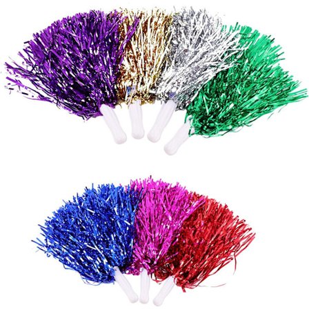 14 st Cheerleader Pompoms Hand Flowers Metallic Foil Cheer Po