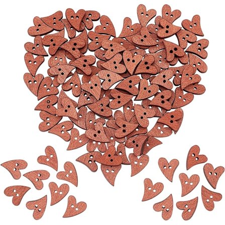 Pose med tre knapper Hjerte 2 hull Farge Brun-Gul Sø