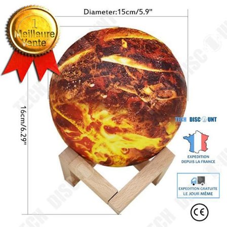 Bordslampa - TD - Brinnande planet - 7 färger - Energisparande - Uppladdningsbar LED