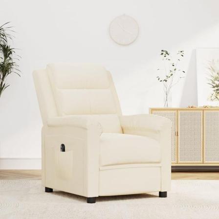 Vidaxl Elektrisk Massagefåtölj Gräddvit Sammet Kräm