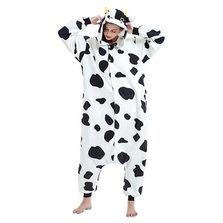 Unisex Voksen Onesie Pyjamas Dyr En-delt Halloween Kostyme Jul Søvnklær Jumpsuit Cow L