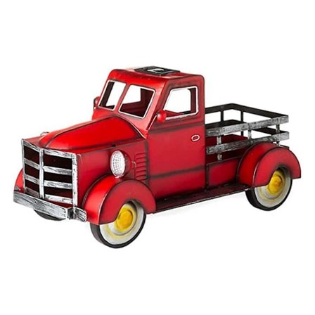 Retro Solar Pickup Truck Kreativ Lastebil Blomsterpotte Håndlagde Harpiks Håndverk Ornament Med LED Lys Dekor For Hage [HK]